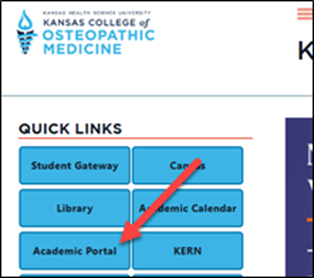 On KansasCOM Comm site click on Academic Portal.png